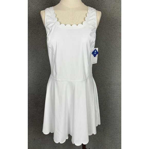 Attraco Women's Scalloped Edge White Athletic Dress Size Large New With Tag's. - Picture 1 of 8